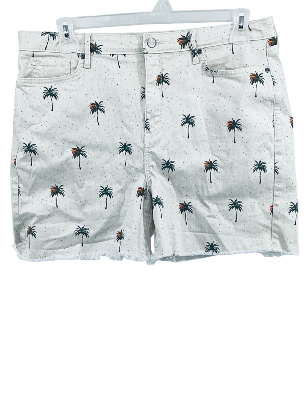 💚 NYDJ Palm-Print Cream Denim Shorts, Size 16